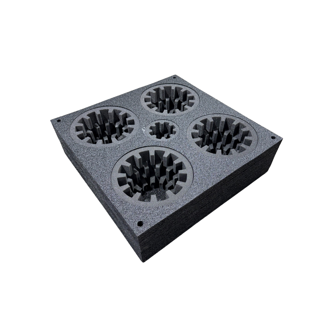 EPE Floral Arrangement Transport Tray, 5 Holes, 24 x 24 x 9 inches, Black, Adjustable for 2-8 inch Vases